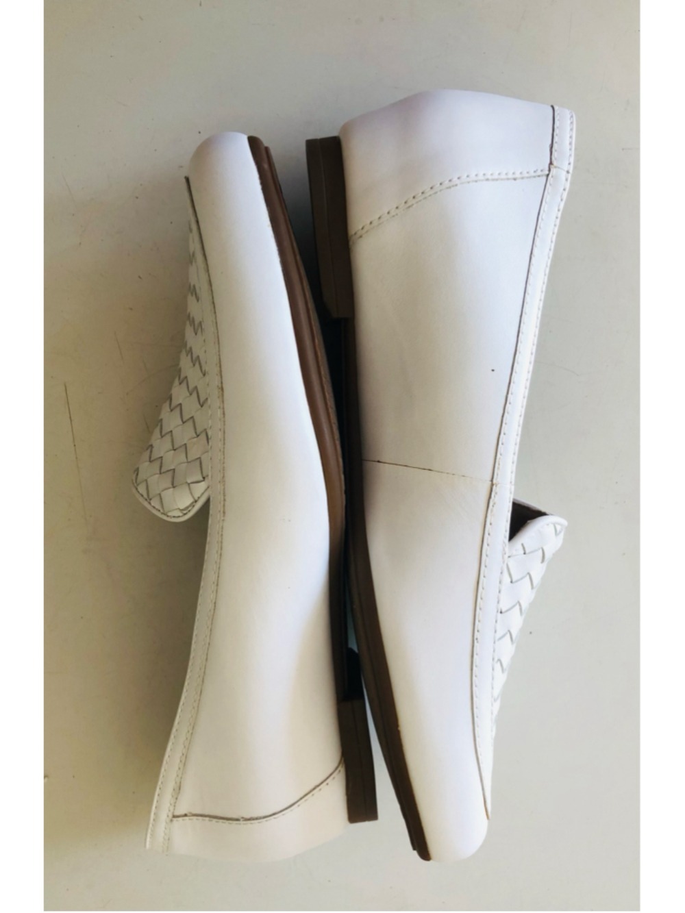 Size 8M Munro Karter White Leather Loafer Basketweave Quiet Luxury Office Chic - Picture 11 of 12